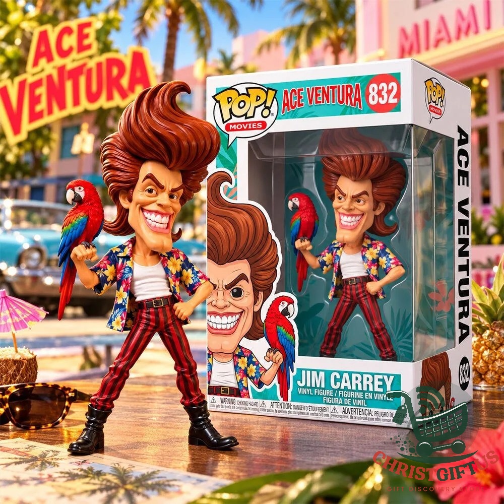 Ace Ventura Jim Carrey Detective Funko Pop Figure - figure displayed beside its collector box