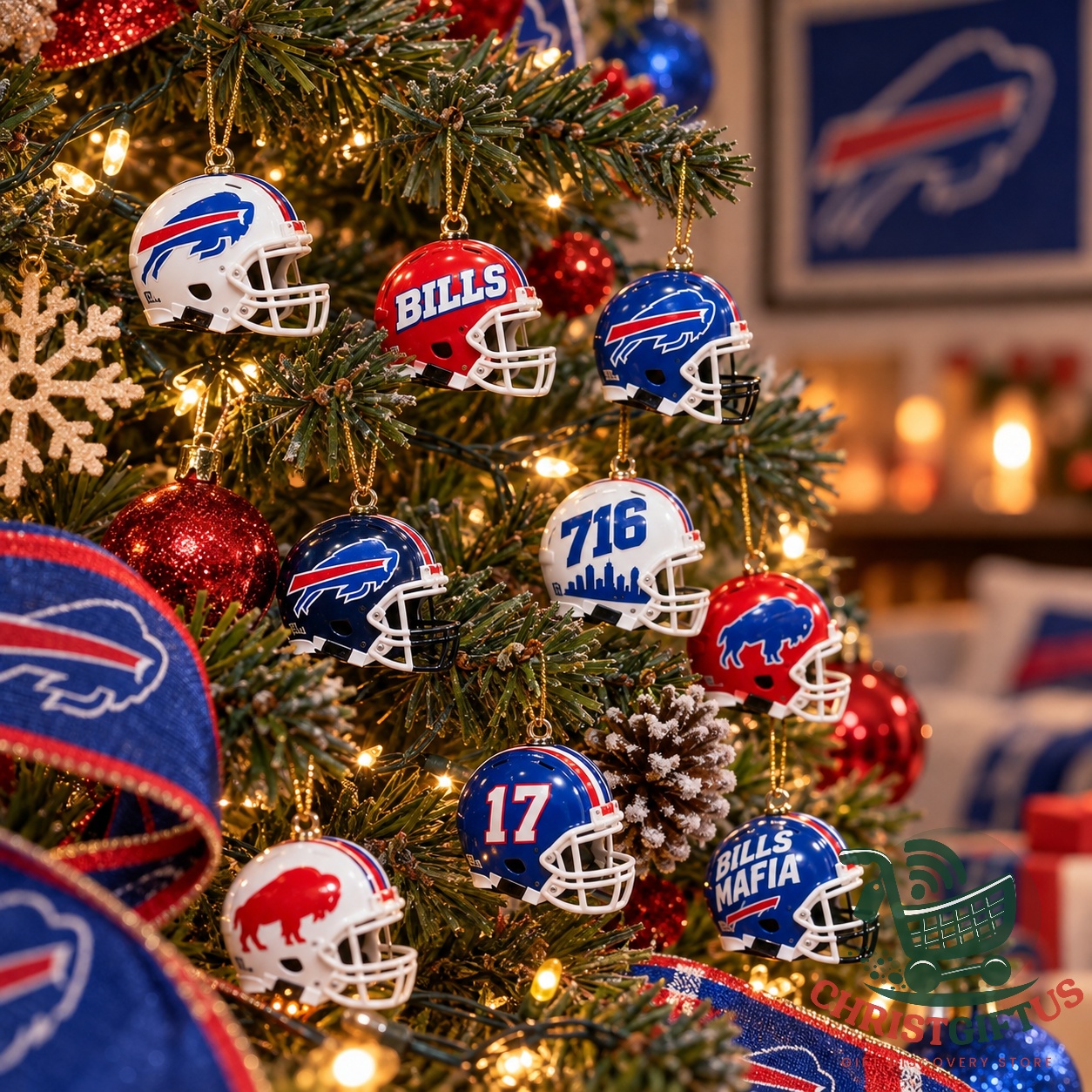 Buffalo Bills 24 Mini-Helmet 2026 Advent Calendar - boxed set and helmet tray view