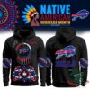 Buffalo Bills Native American Heritage Month 2026 Hoodie - front and back views with heritage graphics