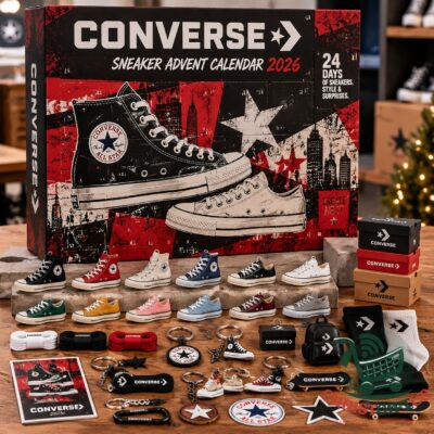 Converse Sneaker 2026 Advent Calendar - front view with illustrated sneakers and numbered doors
