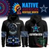Dallas Cowboys Native American Heritage Month Hoodie - front and back views with star graphics