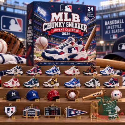 MLB 2026 Chunky Sneaker Advent Calendar - full box and 24 collectibles display