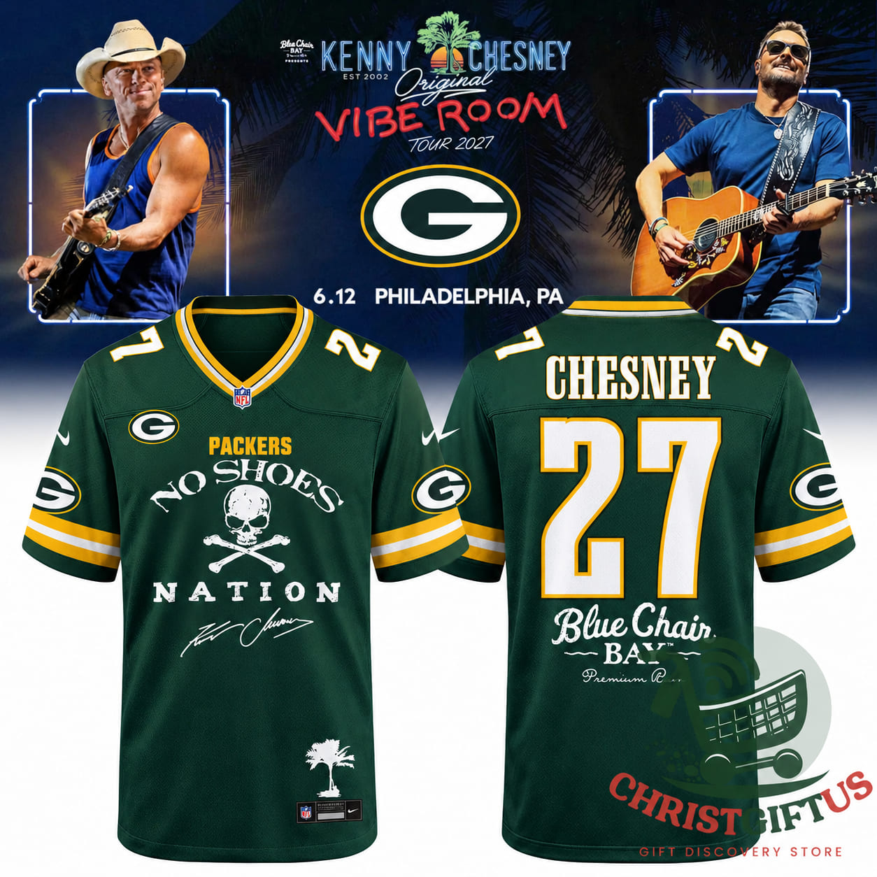 Kenny Chesney Vibe Room Tour 2027 Green Bay Packers Football Jersey 1 Kenny Chesney Vibe Room Tour 2027 Green Bay Packers Football Jersey 1