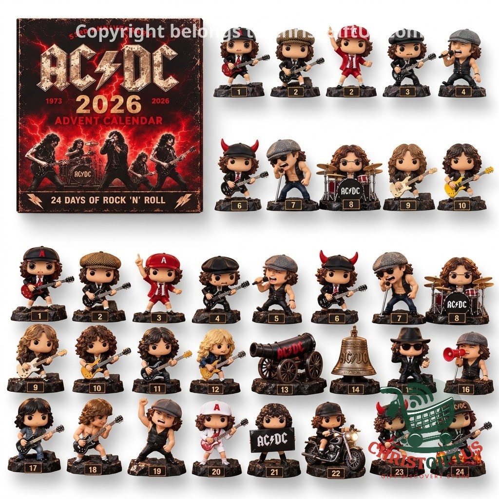AC/DC 53rd Anniversary 2026 Advent Calendar - front view with numbered character figures