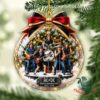 AC/DC 53rd Anniversary 2026 Globe Ornament - front view showing band scene and decorative bow