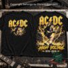 AC/DC High Voltage 1976-2026 T-shirt in black, front and back, on a road case