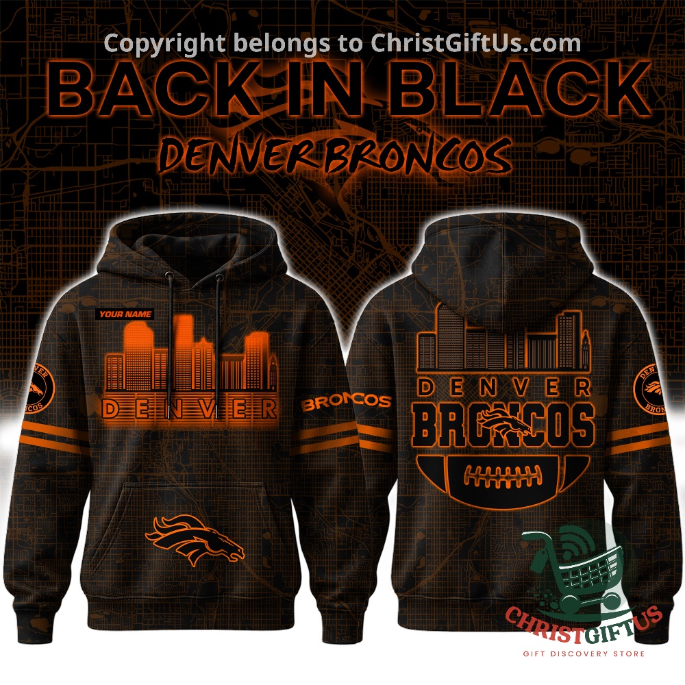 All Team NFL Back in Black Personalized Hoodie - front and back views with customizable name panel