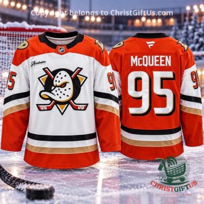 Anaheim Ducks Roger McQueen Lightning McQueen Crossover Hockey Jersey - front and back views