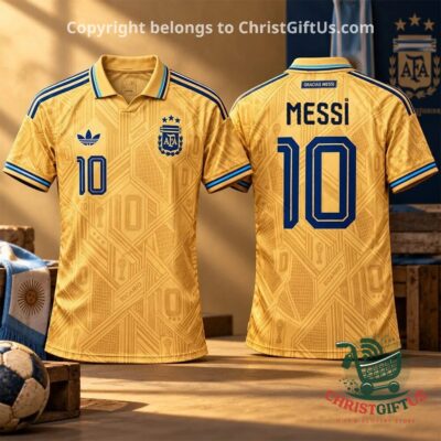 Argentina Gracias Messi Lionel Messi Tribute Football Jersey - front and back views