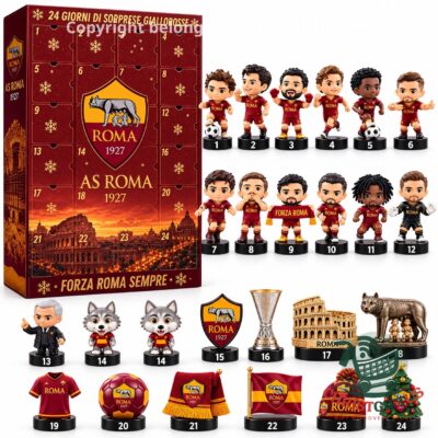 AS Roma Christmas 2026 Advent Calendar - front view with numbered doors and collectibles