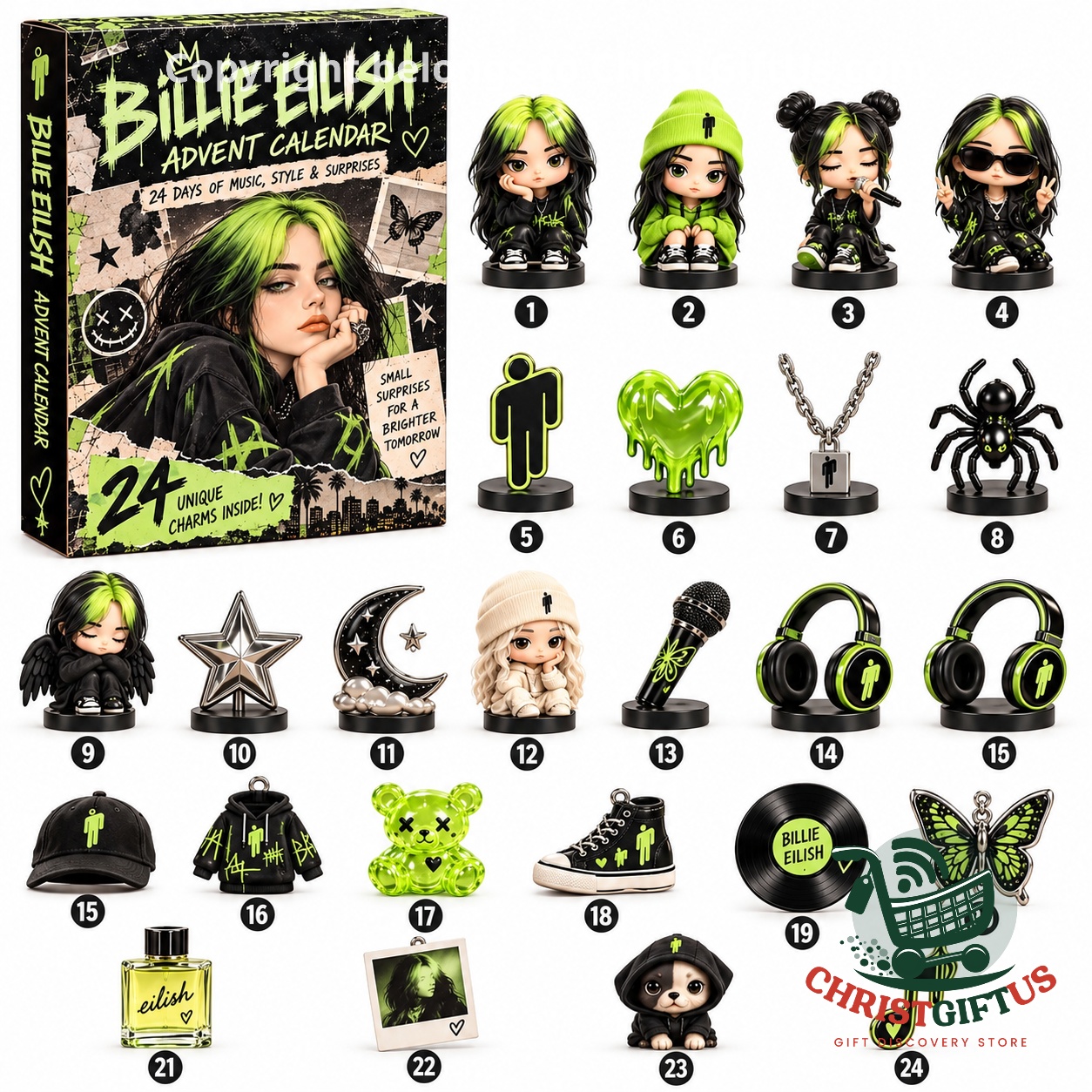 Billie Eilish 2026 Advent Calendar - box and 24-piece collection