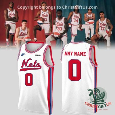 Brooklyn Nets Classic Edition Uniform Basketball Jersey - front and back views with custom placeholders