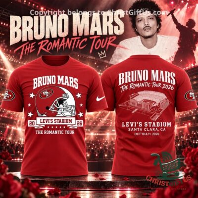 Bruno Mars The Romantic Tour 2026 Levi's Stadium T-Shirt - front and back views