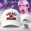 White Valley Dreams cap with red lettering and bee, front and back strap