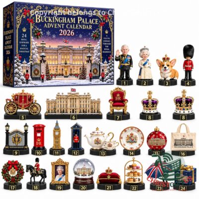 Buckingham Palace 2026 Christmas Advent Calendar - front box with royal-themed surprise illustrations
