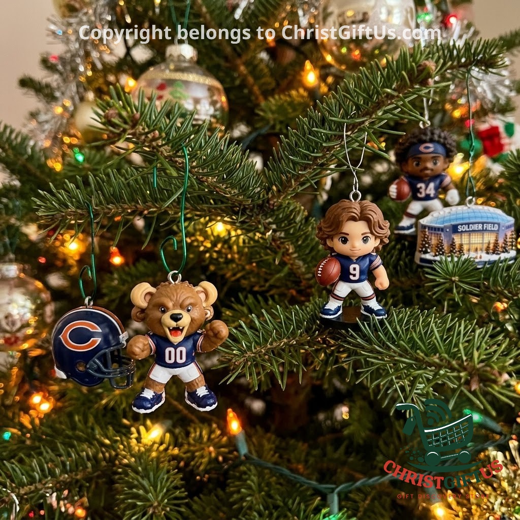 Chicago Bears Legends and Stars 2026 Advent Calendar - ornaments displayed on tree branches