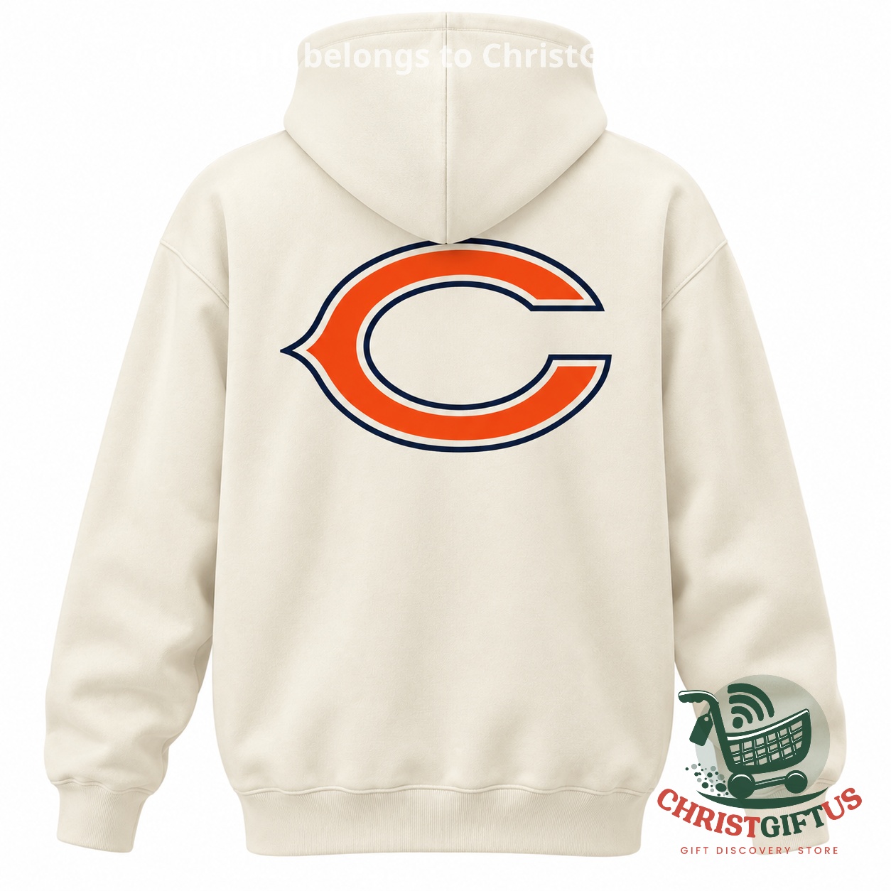 Chicago Bears Vintage-Style Retro Bear Graphic Pullover Hoodie - close-up of bear number nine design
