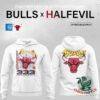 White Bulls x Halfevil hoodie front and back with bull head artwork