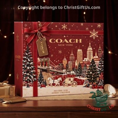 Coach New York Holiday 2026 Advent Calendar - front view with winter New York cityscape
