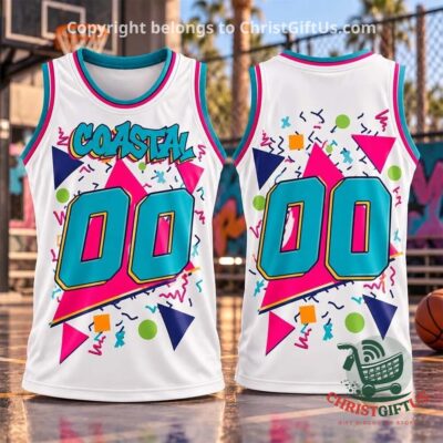 Coastal Carolina Chanticleers 90s Throwback Basketball Jersey - front and back views