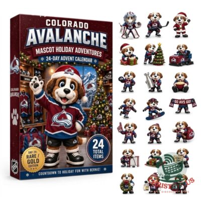 Colorado Avalanche Mascot Holiday Adventures Advent Calendar 2026 - front packaging with Bernie mascot scenes