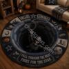 Dallas Cowboys Halloween 2026 Skeleton Monster Round Rug - full overhead view with skeleton center