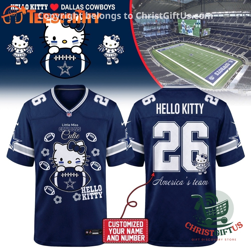 Dallas Cowboys x Hello Kitty 2026 Football Jersey - front and back views