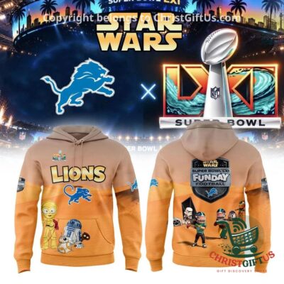 Detroit Lions Star Wars Funday Football hoodie, front and back