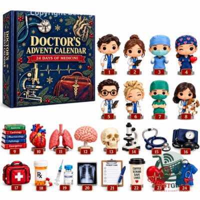 Doctors 24 Days of Medicine Advent Calendar 2026 - full front view with numbered medical figures