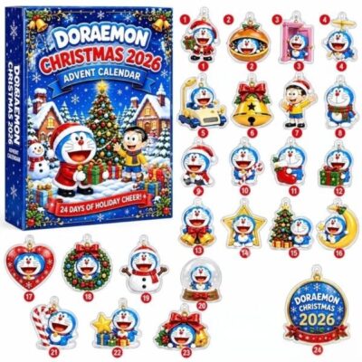 Doraemon Christmas 2026 Advent Calendar - front box with illustrated ornament collection