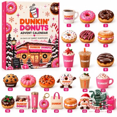 Dunkin' Donuts Christmas 2026 Advent Calendar - front packaging with treats