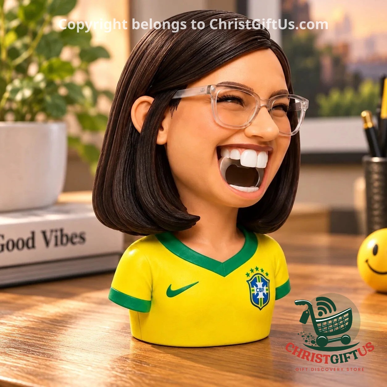 Eduarda Campopiano Viral 3D Printed Mouth Bottle Opener Figure - front three-quarter view