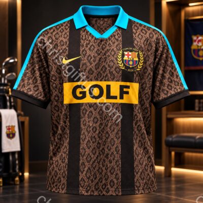 FC Barcelona x GOLF WANG El Clasico Jersey 2026 - front view with geometric pattern
