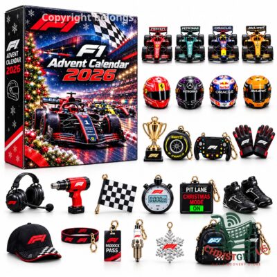 Formula 1 2026 Racing Advent Calendar - front box with assorted racing collectibles