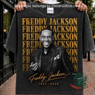 Freddie Jackson 2026 Memorial T-Shirt - front view showing portrait and memorial lettering