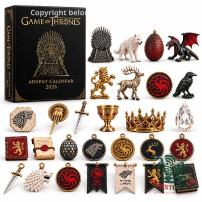 Game of Thrones 2026 Advent Calendar - box and themed ornaments displayed together
