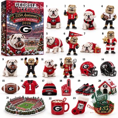 Georgia Bulldogs 135th Anniversary advent calendar box with the full set of designs
