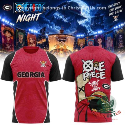 Georgia Bulldogs One Piece Night 2026 T-Shirt - front and back views displayed together