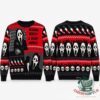 Ghostface Wanna Watch A Scary Movie Halloween Ugly Sweater - front and back views