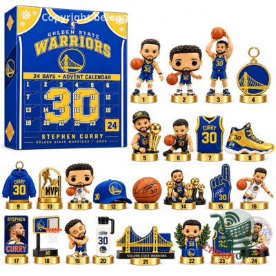 Golden State Warriors Stephen Curry 2026 Advent Calendar - front view with numbered doors