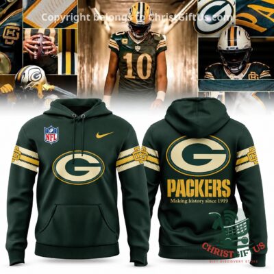 Green Bay Packers 2026 Rivalries Making History Since 1919 Hoodie - front and back views