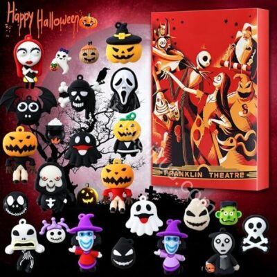 Halloween Spooky Character 2026 Advent Calendar - front view with illustrated red calendar box