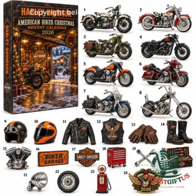 Harley-Davidson American Biker Christmas Advent Calendar 2026 - box and numbered motorcycle-themed contents