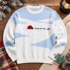 Igloo 2026 Winter Wonderland Snowy Landscape Ugly Sweater - front view with igloo and sleigh design