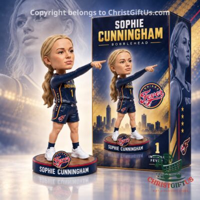 Indiana Fever Sophie Cunningham Bobblehead 2026 - figure displayed beside its illustrated collector box