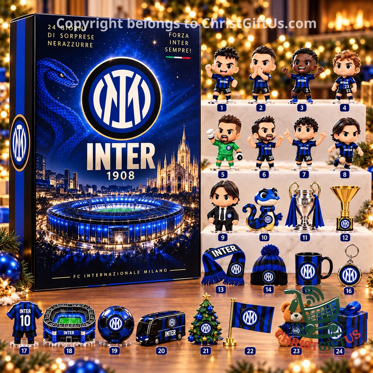Inter Milan FC Internazionale 2026 Advent Calendar - front packaging and numbered contents display