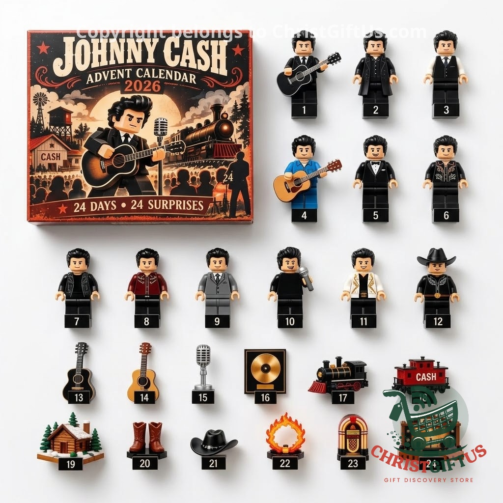 Johnny Cash 2026 Advent Calendar - front box with numbered figures and accessories