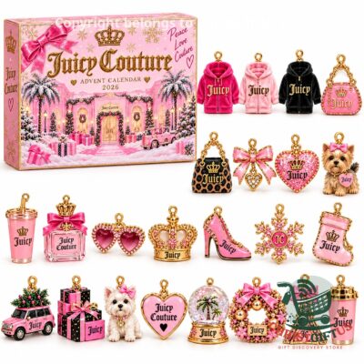 Juicy Couture 2026 Christmas Advent Calendar - front box with miniature charms and accessories