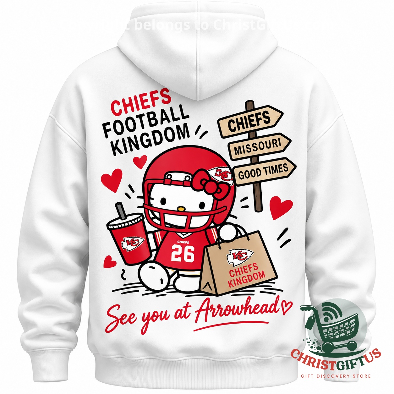 Kansas City Chiefs Hello Kitty Night 2026 Hoodie - photo 3