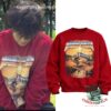 Kim Taehyung Ombra Rossa Sweatshirt - front graphic and modeled sweatshirt view